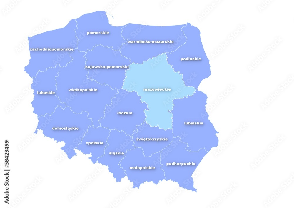 Fototapeta premium Administracyjna mapa polski