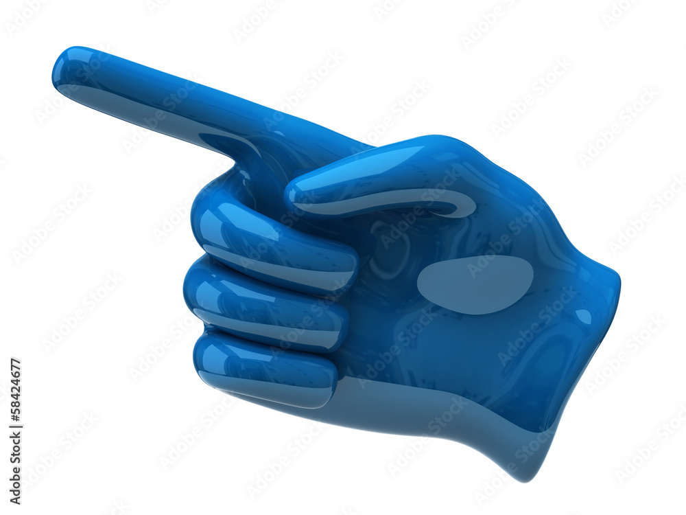 Blue pointing hand isolated on white background Stock Illustration ...