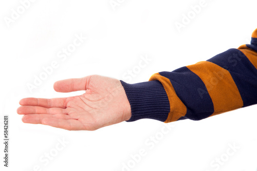 Open hand against white background