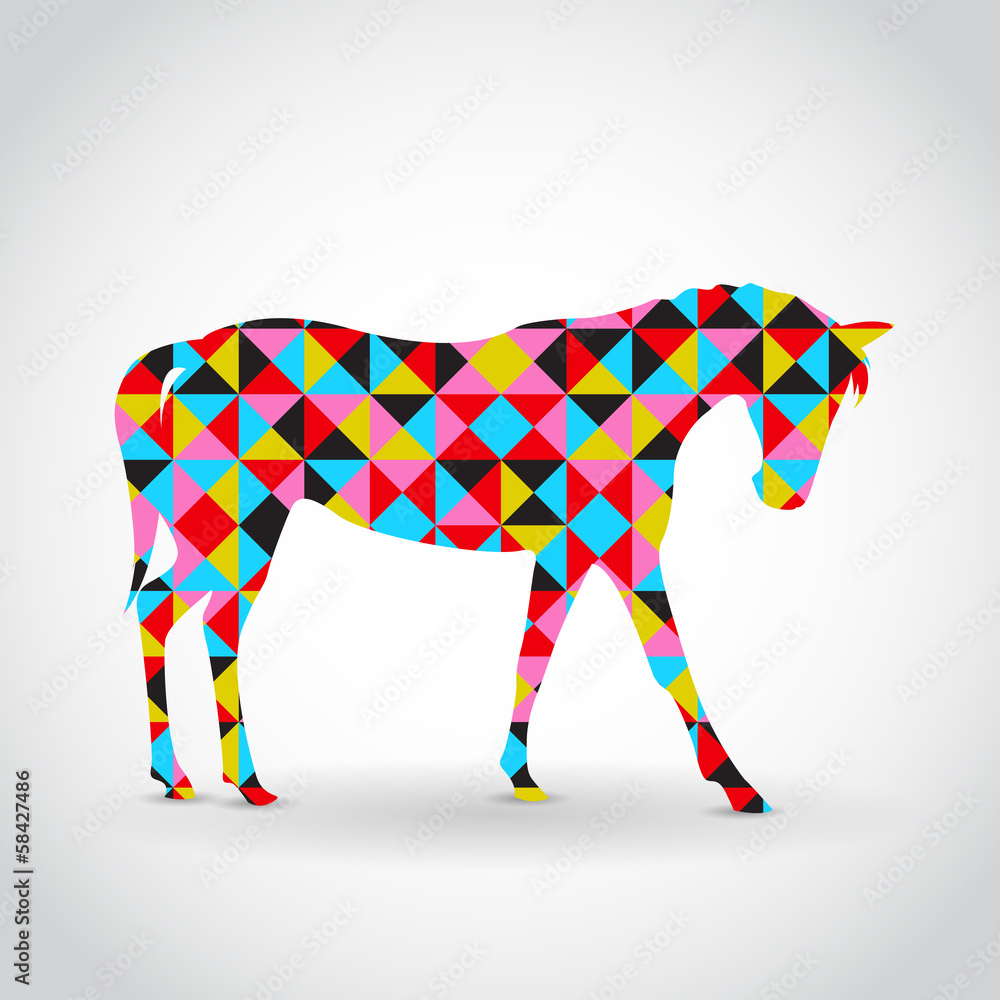 Obraz premium Abstrakcjonistyczny wektorowy koń z geometrycznym wzorem