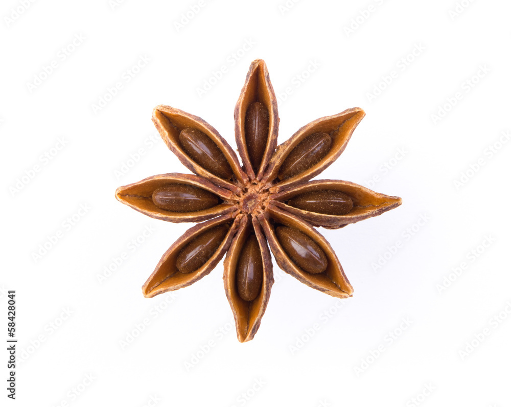 Extremely closeup view of anise star