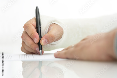 Schilderij op canvas Signing work injury claim