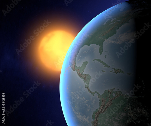 Fototapeta Naklejka Na Ścianę i Meble -  Mondo terra sole globo America spazio satellite