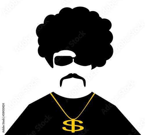 cool man with gold chain necklace and afro
