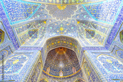 The interior view of the Shaｈ Mosque in Isfahan, Iran