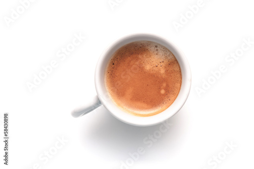 Small espresso cup. Top view isolated on white background