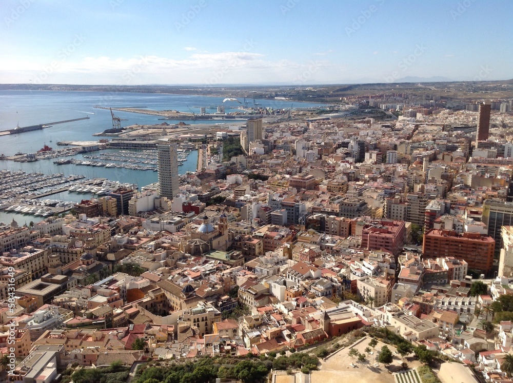 Panorama of Alicante from mount of castle