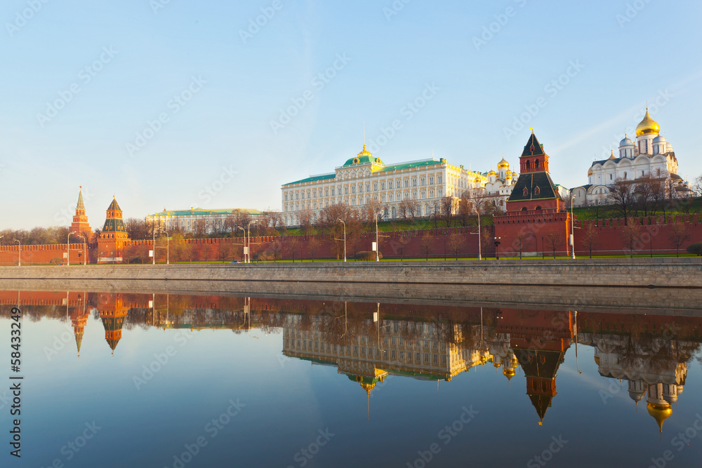 Moscow Kremlin, Grand Kremlin Palace and quay Moskva River