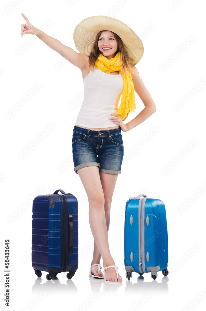 Woman going to summer vacation isolated on white Woman going to summer vacation isolated on white