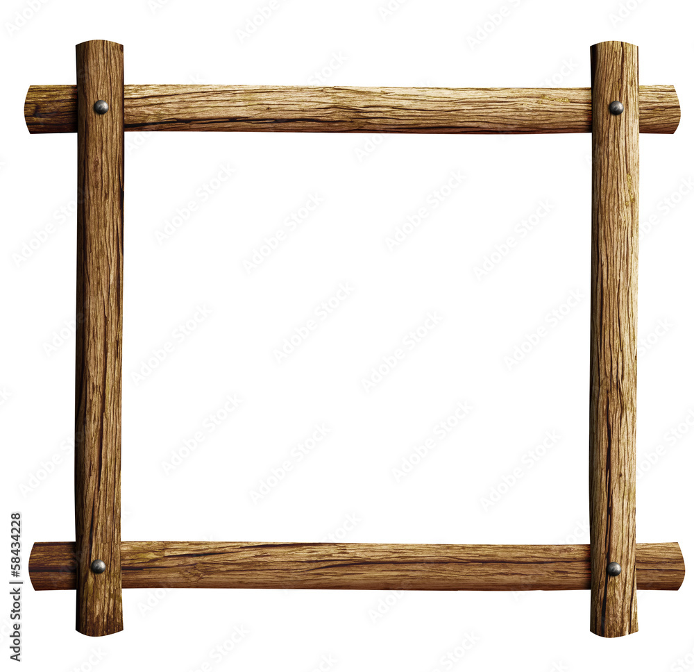 Obraz premium old wooden frame background isolated on white