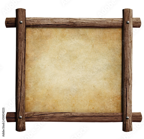 old wooden frame with paper...