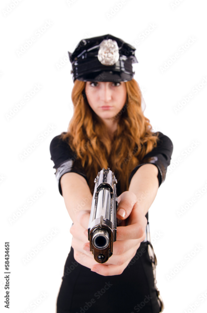 Female police office isolated on the white Female police office isolated on the white