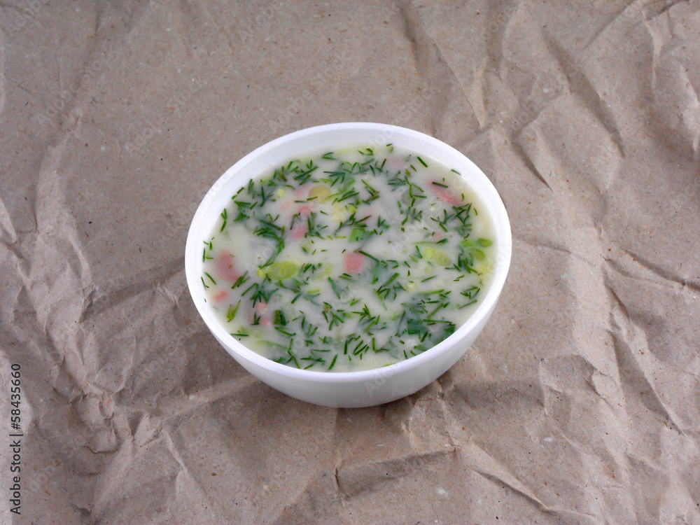 russian cold vegetable soup on yogurt (sour-milk) russian cold vegetable soup on yogurt (sour-milk)