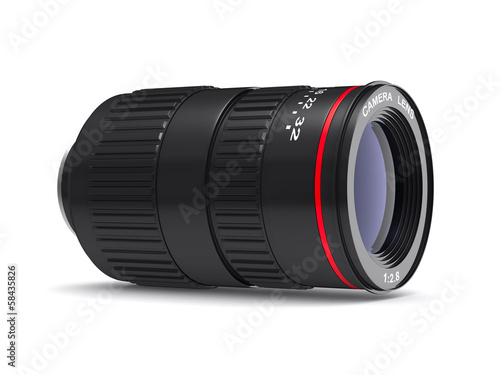 Camera lens on white backgr...