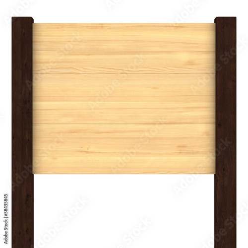wooden signboard on white. Isolated 3D image