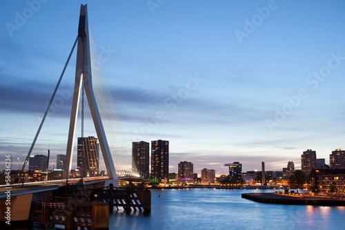 Cityscape of Rotterdam in the Evening