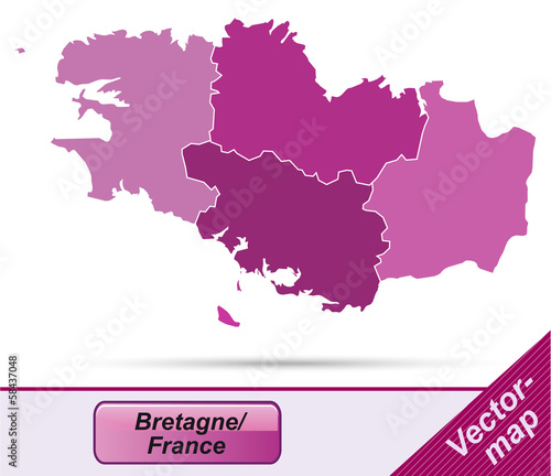 Grenzkarte von Bretagne mit Grenzen in Violett