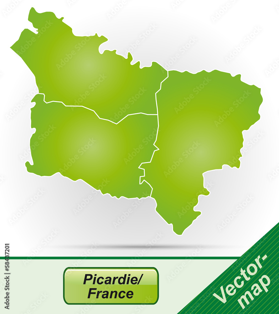 Grenzkarte von Picardie mit Grenzen in Grün