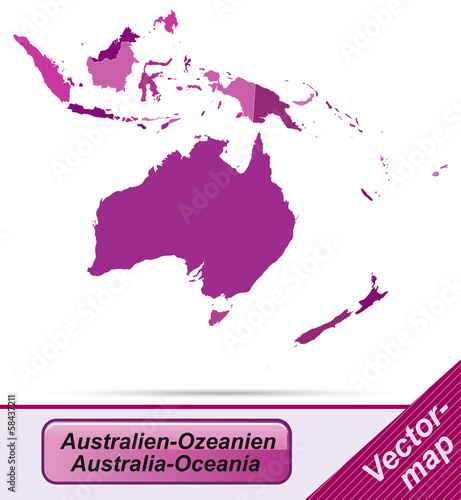 Australien-Ozeanien mit Grenzen in Violett
