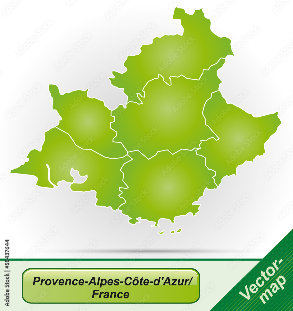 Fototapeta premium Provence-Alpes-Côte-d-Azur mit Grenzen in Grün