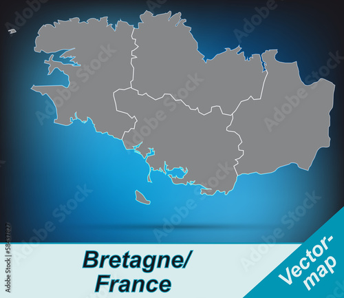 Bretagne mit Grenzen in leuchtend grau