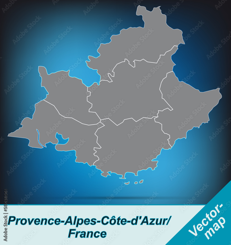 Provence-Alpes-Côte-d-Azur mit Grenzen