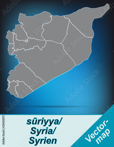 Syrien mit Grenzen in leuchtend grau