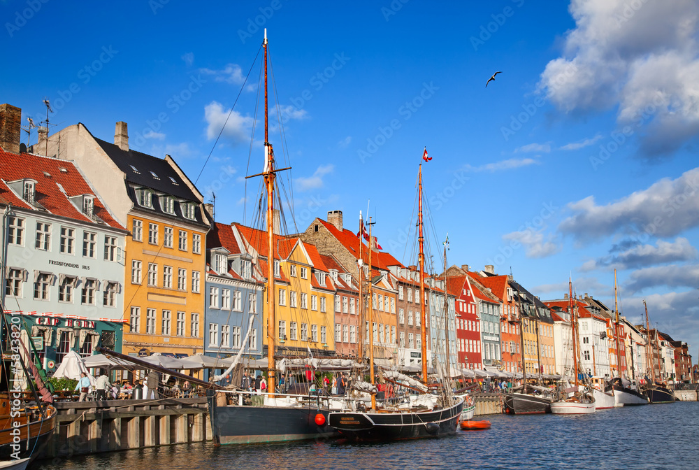 Copenhagen (Nyhavn district) in a sunny summer day