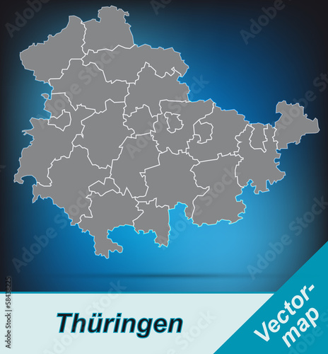 Thueringen mit Grenzen in leuchtend grau