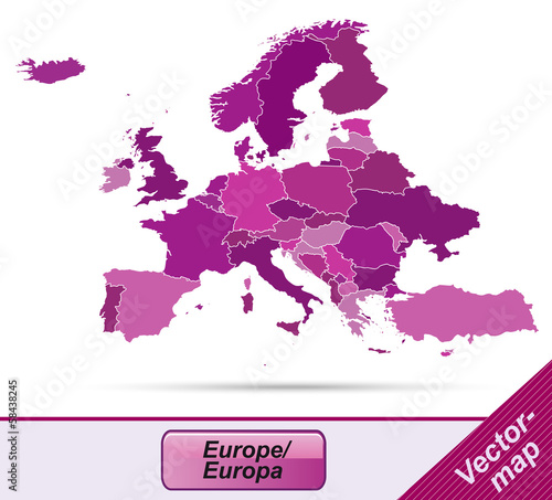 Europa mit Grenzen in Violett