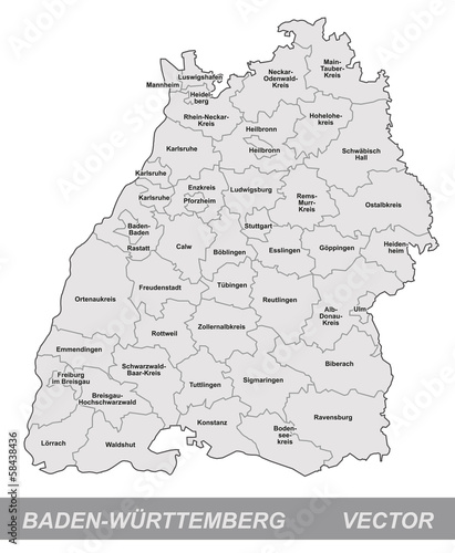 Inselkarte von Baden-Wuerttemberg mit Grenzen
