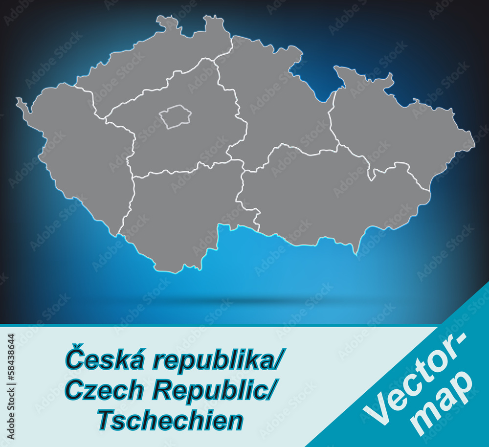 Tschechien mit Grenzen in leuchtend grau