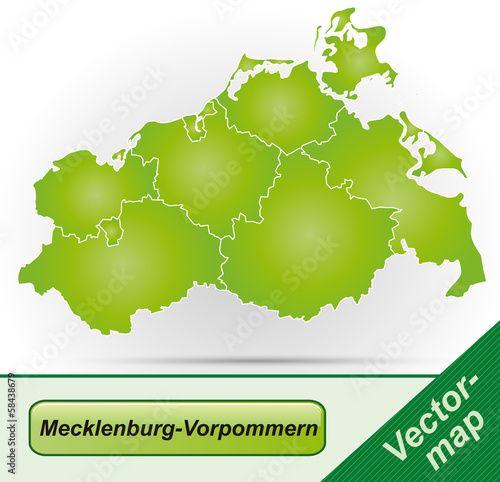 Mecklenburg-Vorpommern mit Grenzen in Grün