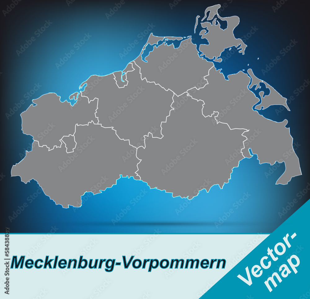 Mecklenburg-Vorpommern mit Grenzen
