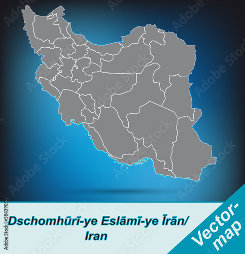 Iran mit Grenzen in leuchtend grau