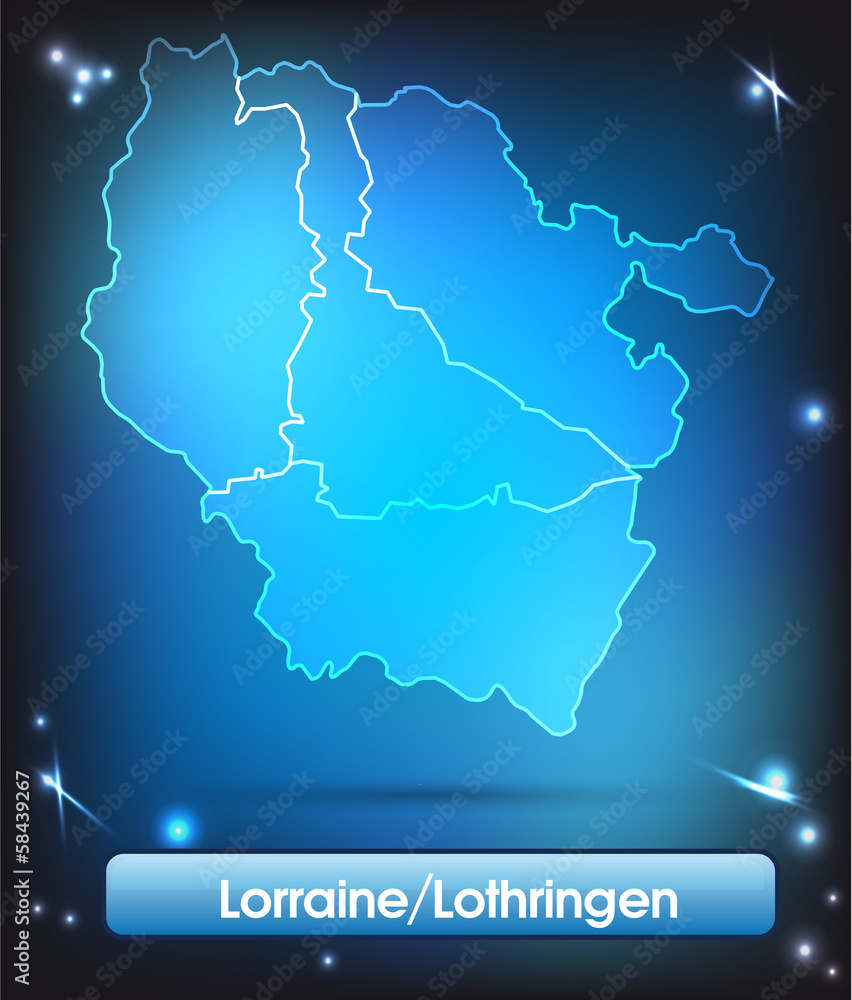 Lothringen mit Grenzen in leuchtend einfarbig