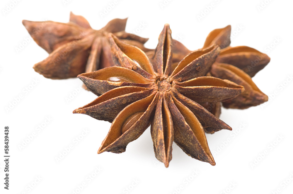 three star anise close up on white three star anise close up on white