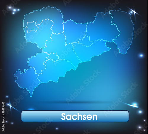 Sachsen mit Grenzen in leuchtend einfarbig