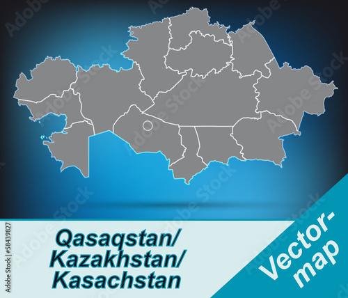 Kasachstan mit Grenzen in leuchtend grau