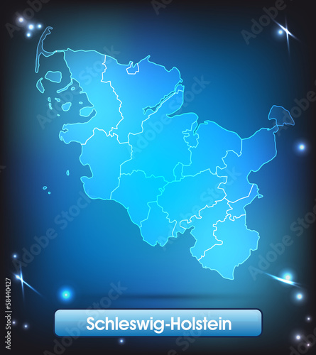 Schleswig-Holstein mit Grenzen leuchtend