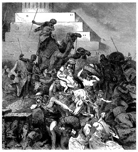 Schilderij op canvas Babel Tower falling - Tour de Babel s'écroûlant