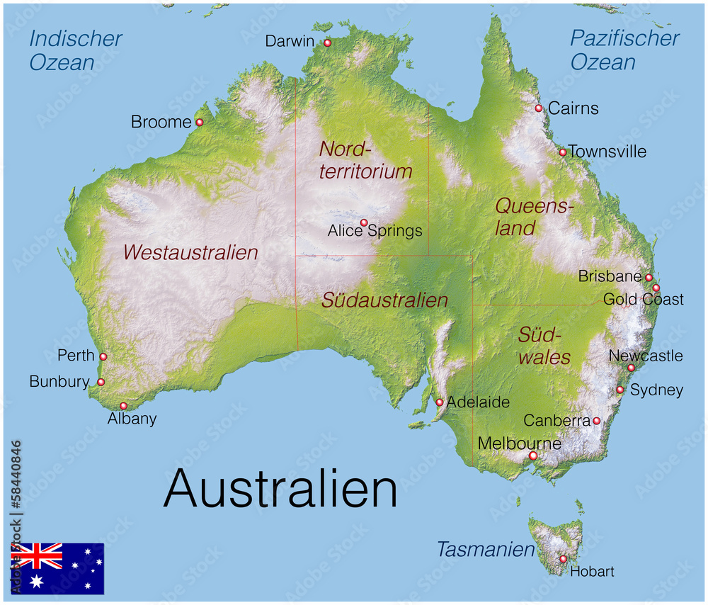 Obraz Australien.5.Kontinent.Landkarte
