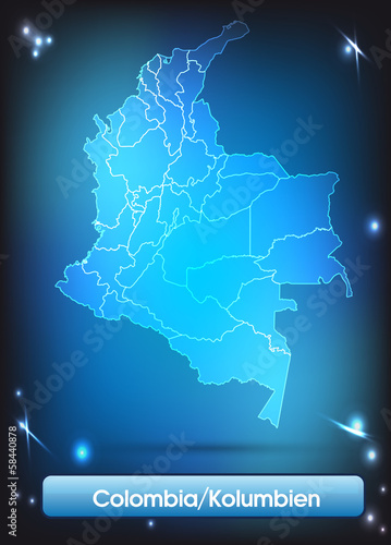 Kolumbien mit Grenzen in leuchtend einfarbig