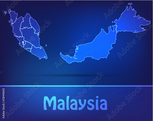 Malaysia mit Grenzen in einfarbig Scribble