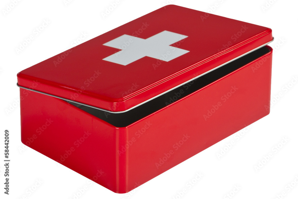 First aid kit isolated on white background First aid kit isolated on white background