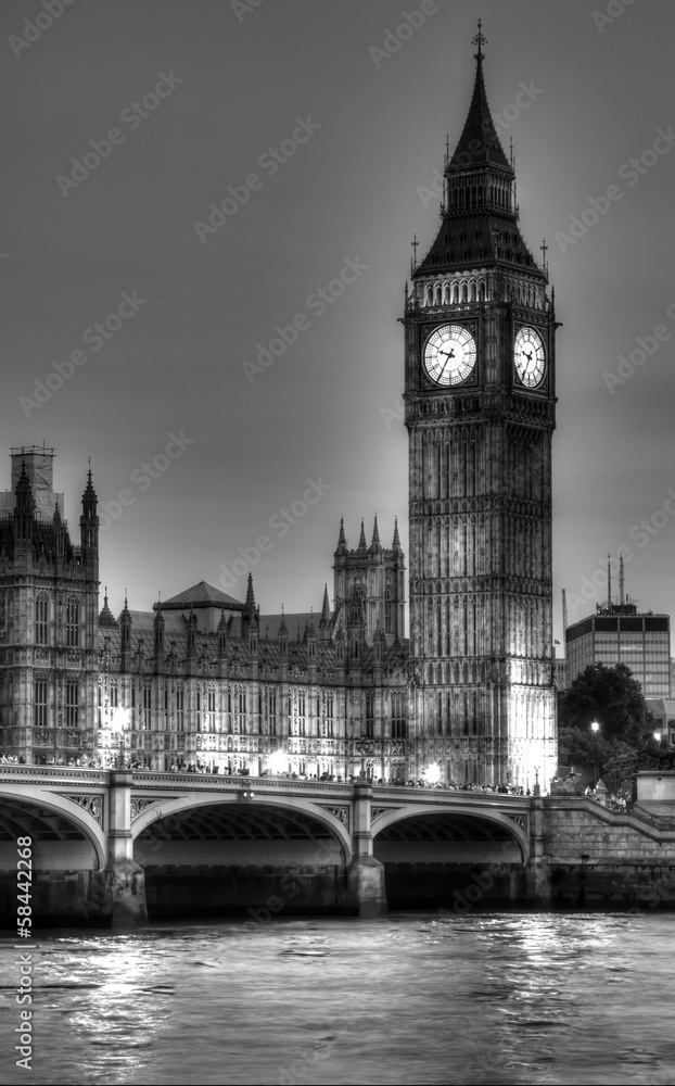 Black and White photo of Big Ben, London, United Kingdom - obrazy, fototapety, plakaty 