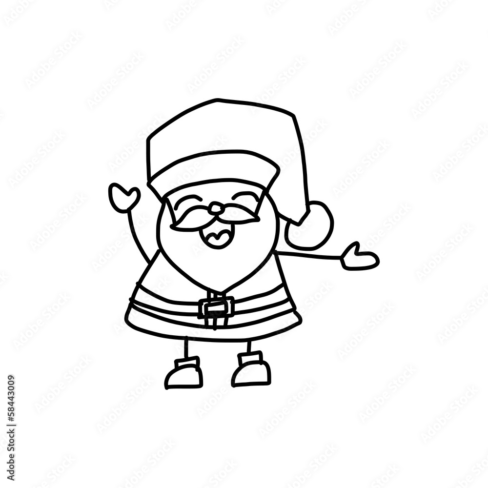 hand drawing cartoon christmas santa claus Stock Vector | Adobe Stock