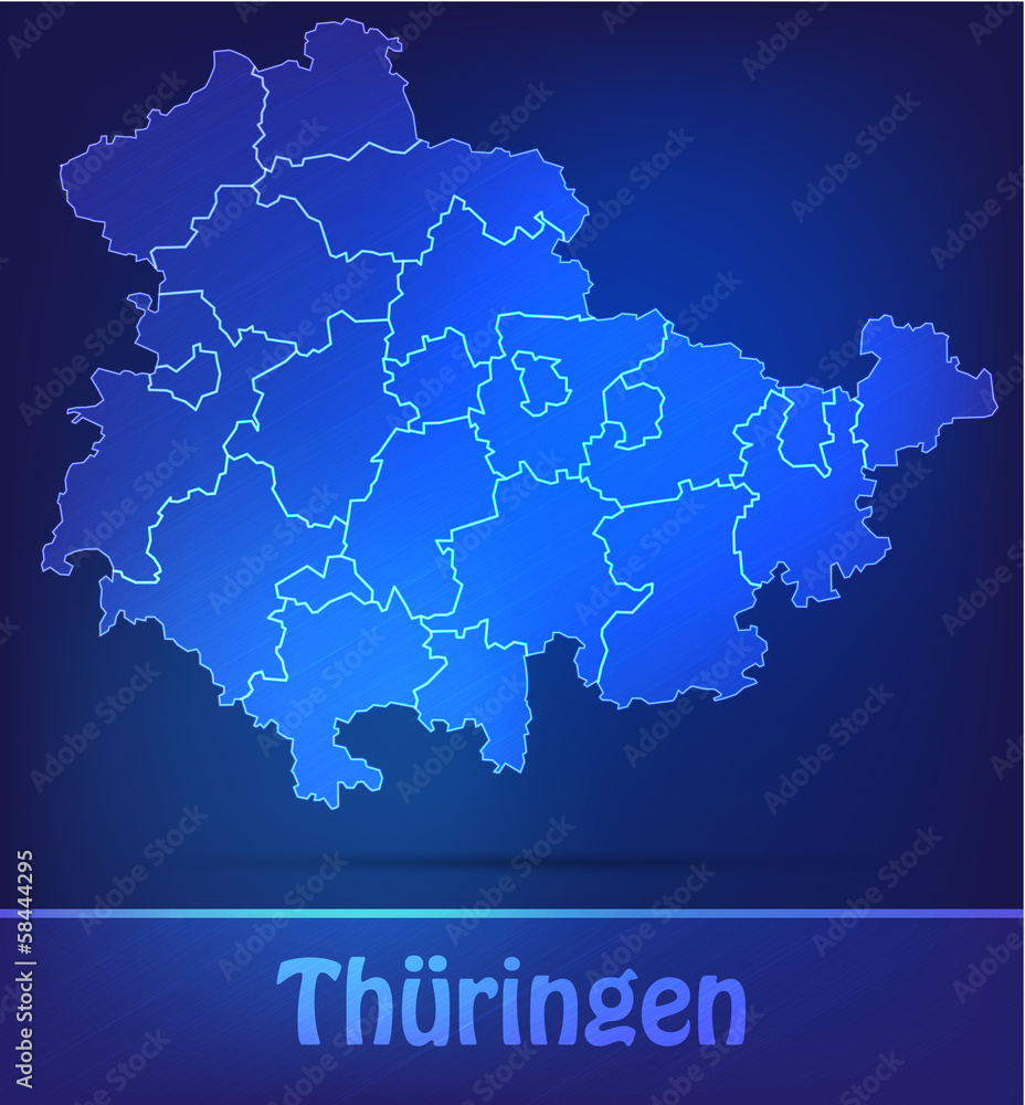 Thueringen mit Grenzen in einfarbig Scribble Thueringen mit Grenzen in einfarbig Scribble