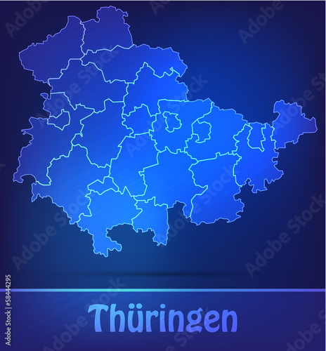 Thueringen mit Grenzen in einfarbig Scribble