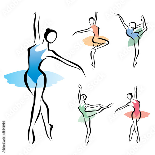 ballet dancer silhouette, set of vectors ymbols